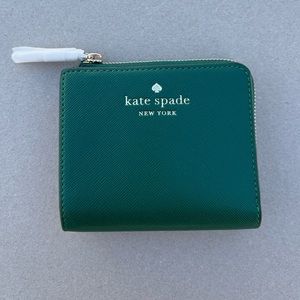 NWT Kate Spade Schuyler Small L Zip Bifold Wallet in Deep Jade Green